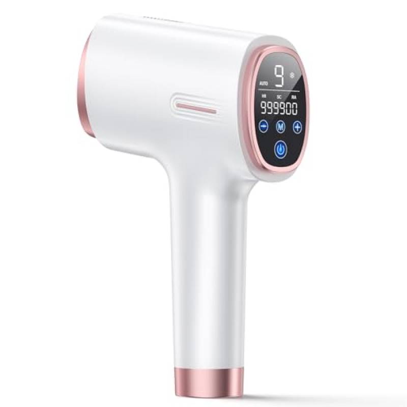 Epilatore Luce Pulsata IPL con Funzione di Raffreddamento, Schermo tattile LCD, 9 Livelli di Energia, Funzione HR/SC/RA, 600-1200NM Onda Luminosa Rossa, Luce Pulsata 999,900, Apparecchiature Laser